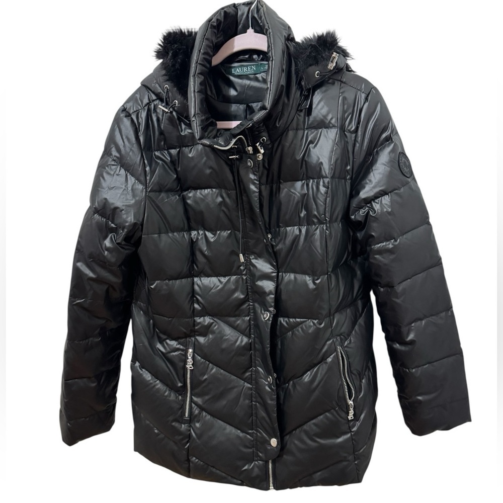 Lauren Ralph Lauren Black Puffer Coat Down Size Large